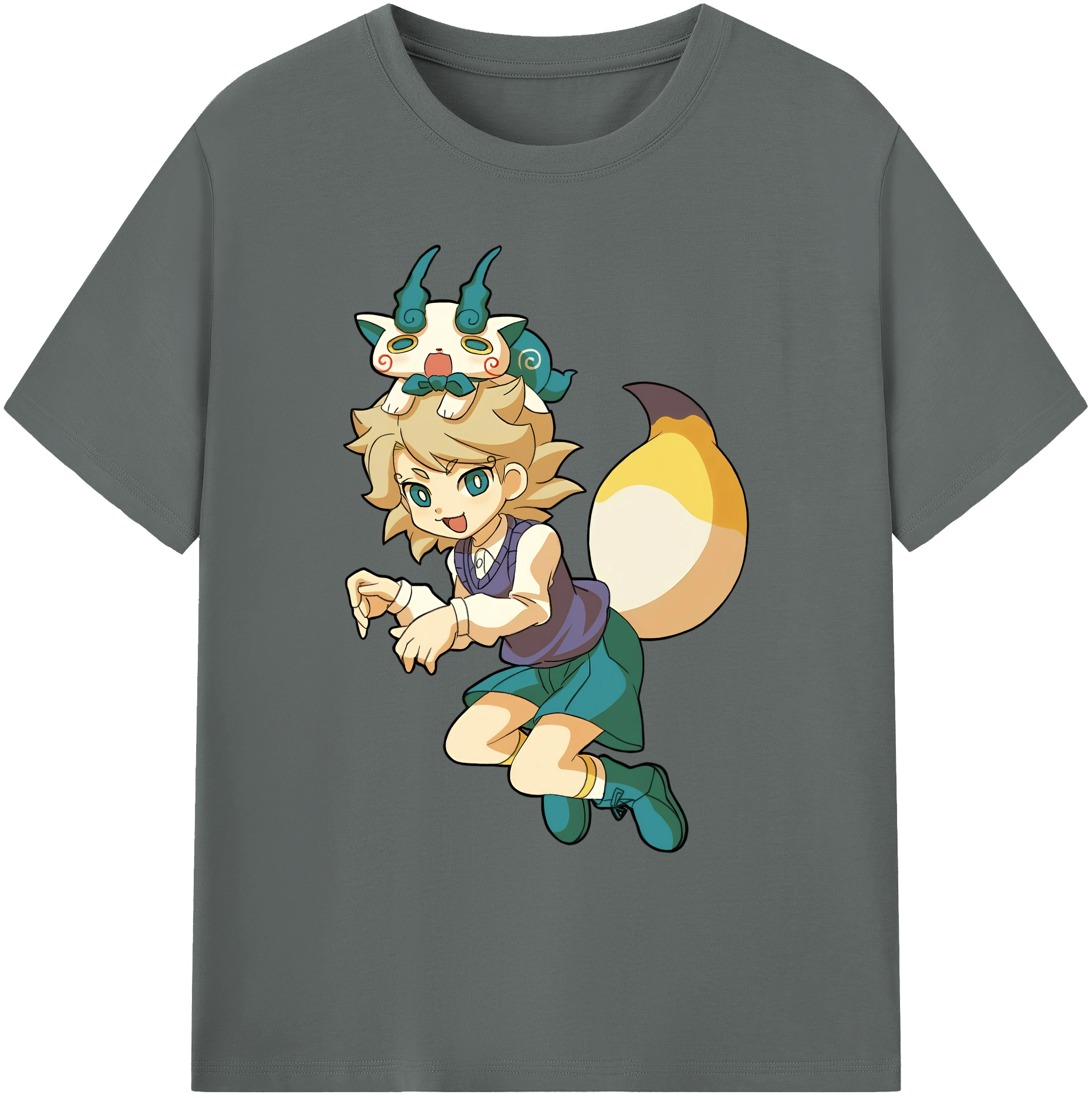 （画像用） 妖怪ウォッチ Yo-kai Watch 綿100％ メンズ半袖Tシャツ｜肌触りやわらか＆通気性